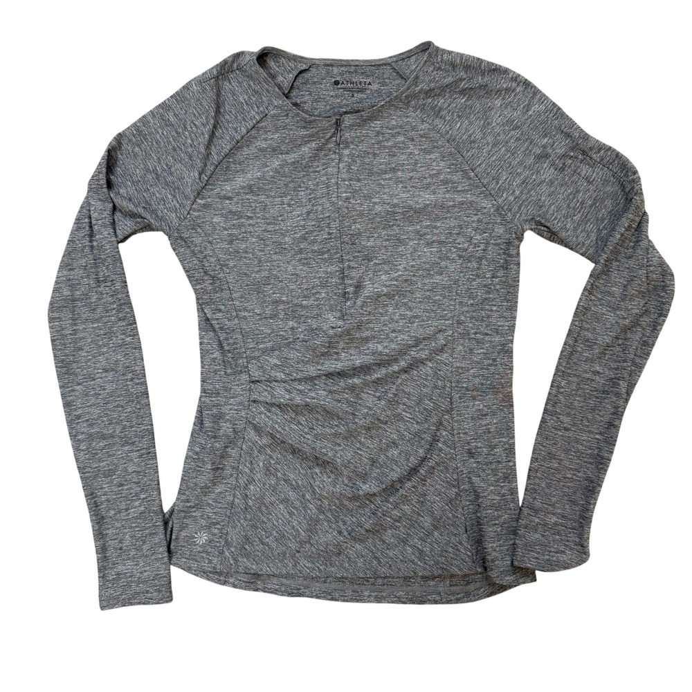 Athleta Womens Pacifica Illume UPF Gray Quarter Zip Long Sleeve Top Thumbholes S